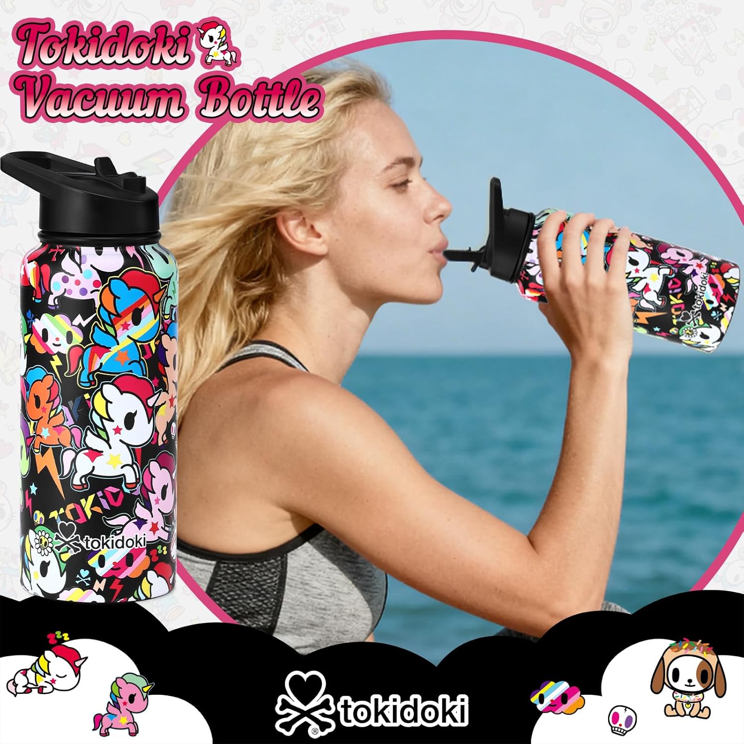 Tokidoki Unicorno Bottle 32oz Insulated Stainless Steel Water Bottle Reusable Vacuum Insulated Water Bottle Tumbler with Leak Proof Flip Bottle for Travel Office Gym(colorful unicorno) - Image 6