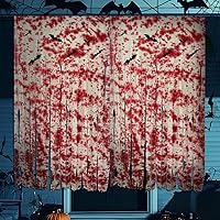 Vista 1 de Paquete de 2 cortinas de Halloween con murciélagos, 3.3 x 5.4 pies, cubierta de puerta de garaje Pocus para decoración al aire libre, paño blanco