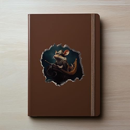 Miniatura 3 de Calcomanía de ratón vikingo en agujero de ratón, adhesivo de pared 3D con agujero de ratón