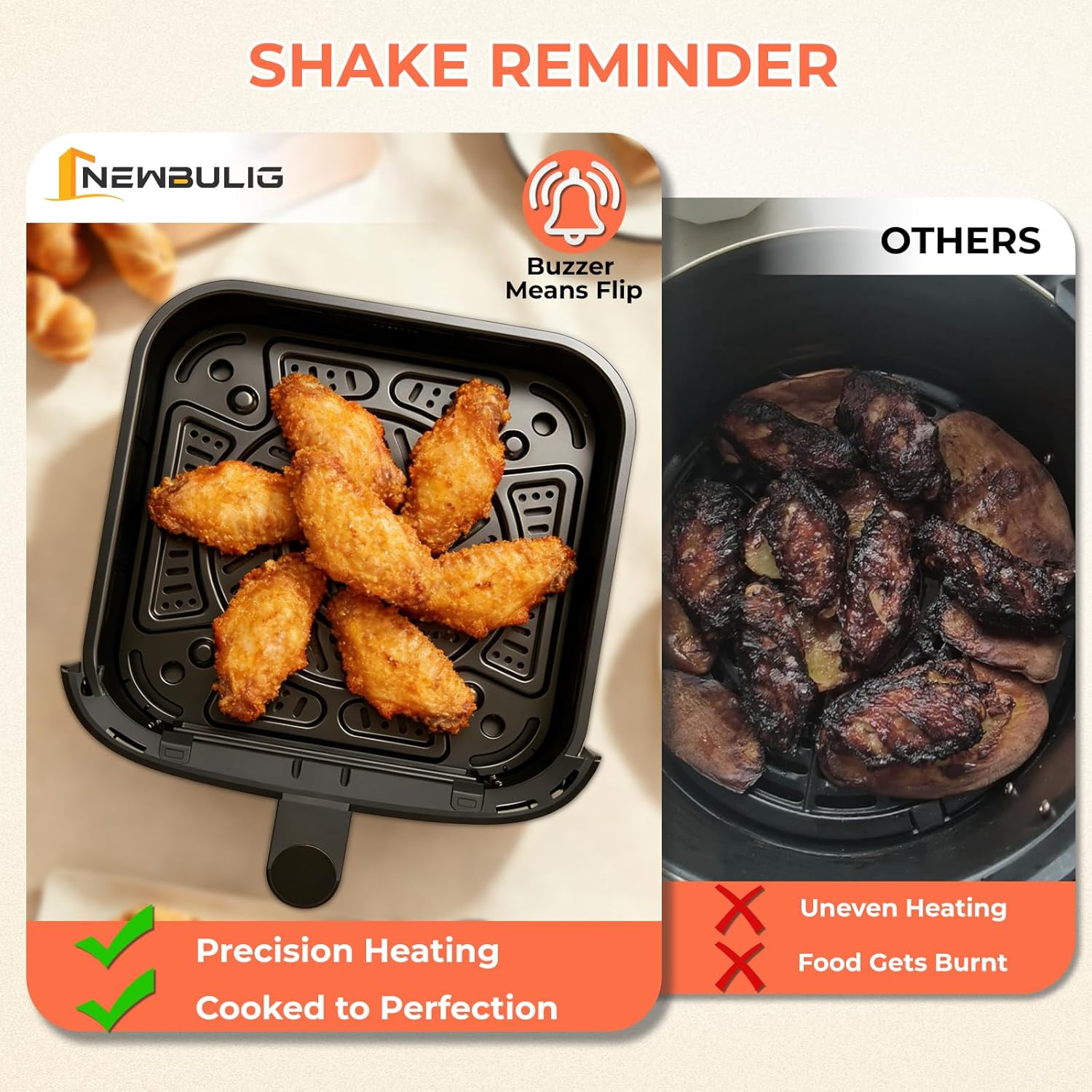 NEWBULIG Air Fryer，4QT Small AirFryer with Easy View Window and Interior Light, Digital Touchscreen with 8 Presets for Custom Cooking, Nonstick and Dishwasher Safe Basket, Black