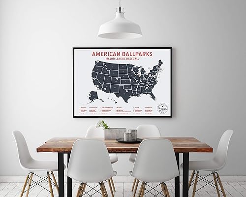 Miniatura 5 de Póster deportivo de las Grandes Ligas  Póster deportivo de 24 x 17 pulgadas incluye juego de alfileres  Marca tus viajes a estadios favoritos de