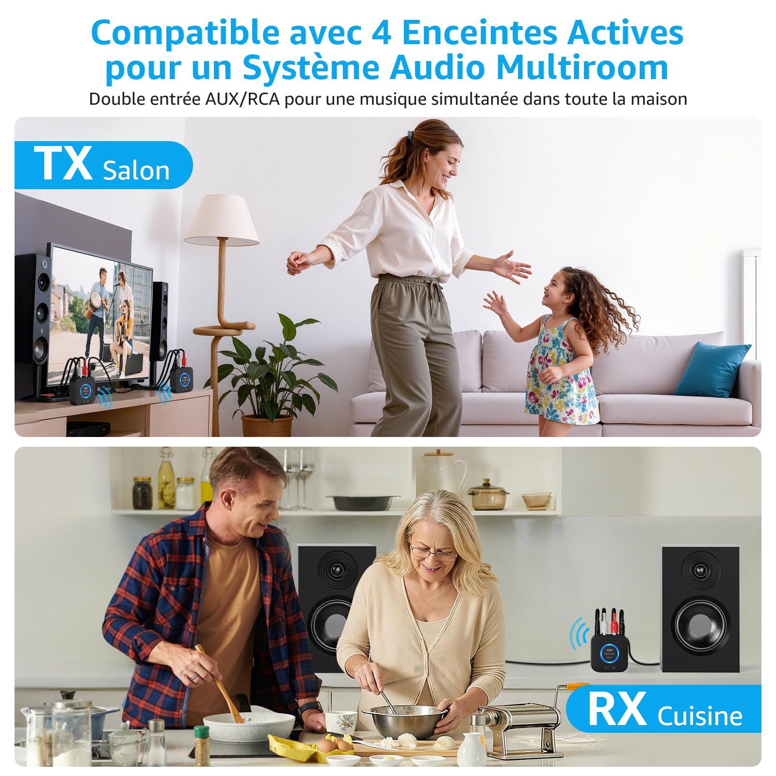 1Mii 2.4GHz(1 TX + 2 RX)Emetteur Récepteur Audio sans Fil Transmetteur