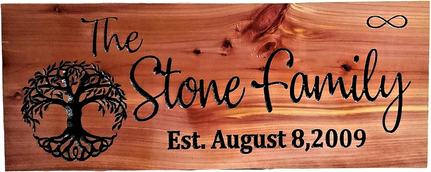 Family Tree Name Sign- Carved cedar Handmade sign, Custom cottage sign