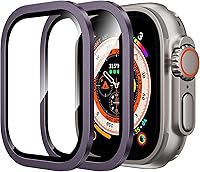 Vista 8 de WSKEN para Apple Watch Ultra 3/Ultra 2/Ultra Protector de pantalla 49mm, vidrio templado 9H + marco de aleación de titanio, [Mantener original]