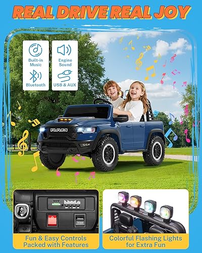 Miniatura 3 de ENYOPRO - Juguetes de paseo de 24 voltios para niños, auto eléctrico de 2 plazas RAM 1500 RHO con control remoto, vehículos eléctricos para niños