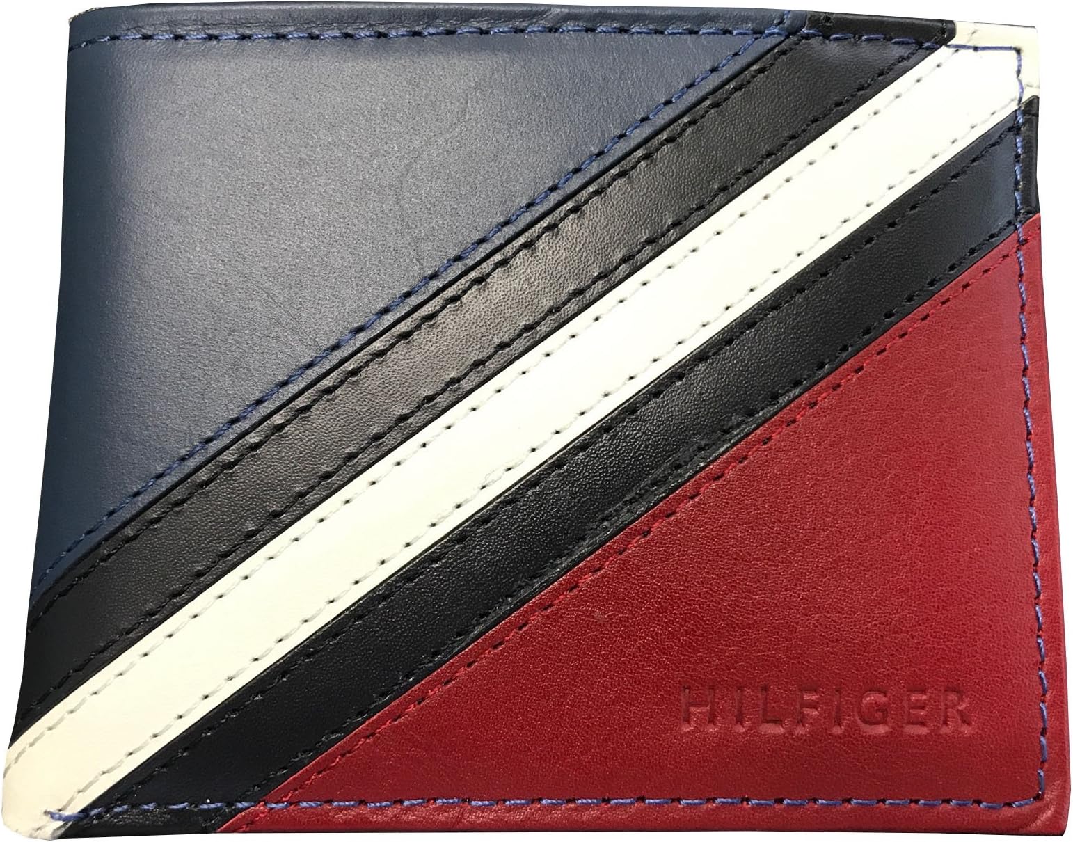 Passcase and Valet Bifold Wallet-Red/Navy/White