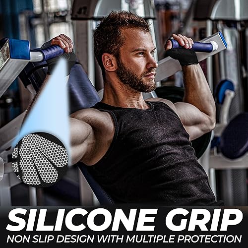 Miniatura 3 de FIGHTSENSE Guantes de levantamiento de pesas con protección completa de la palma de la mano, guantes de entrenamiento para hombres y mujeres,