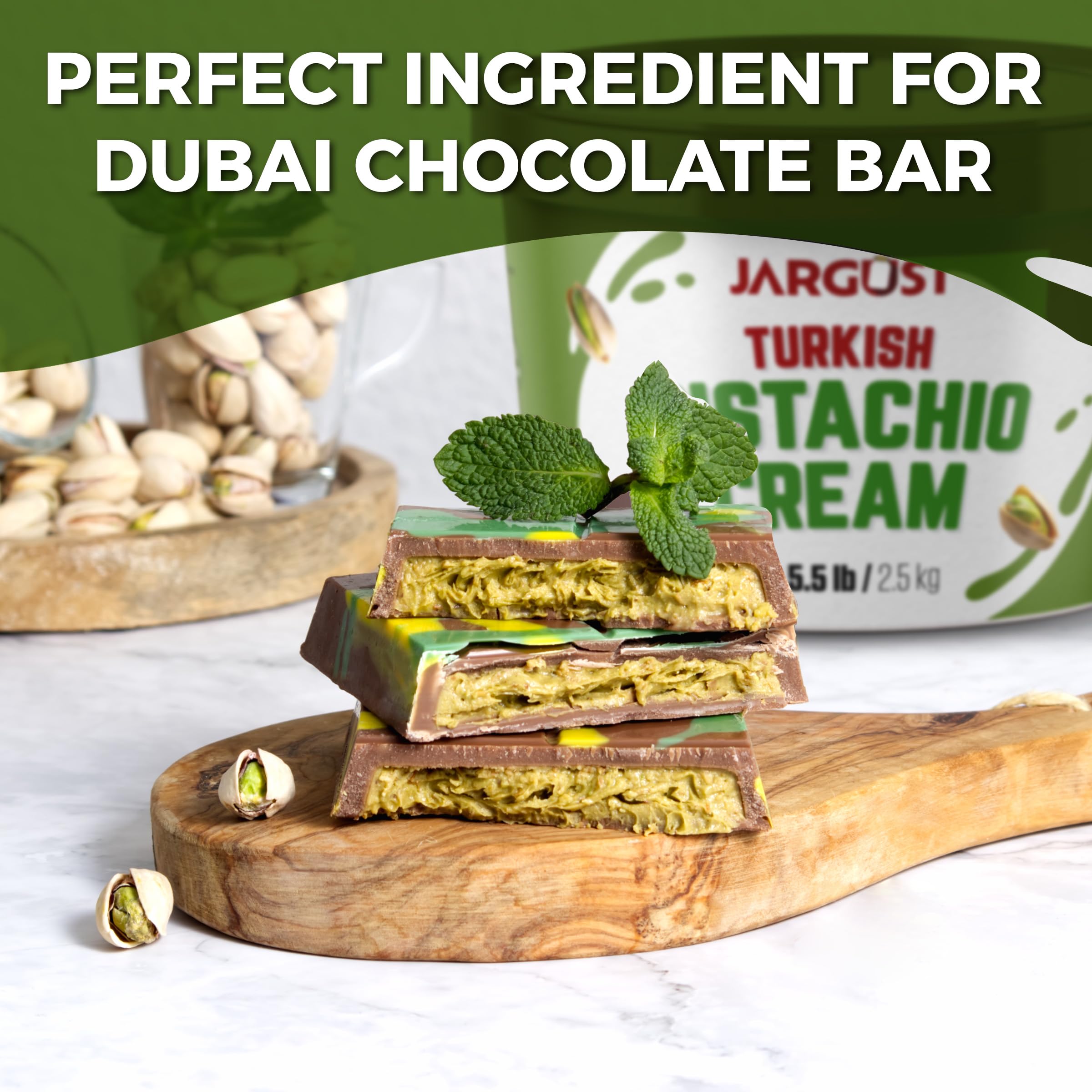 Bulk Pistachio Cream Spread 5 5 LB 2 5 kg Premium Turkish Pistachio Butter Perfect for Dubai Chocolate — view 3
