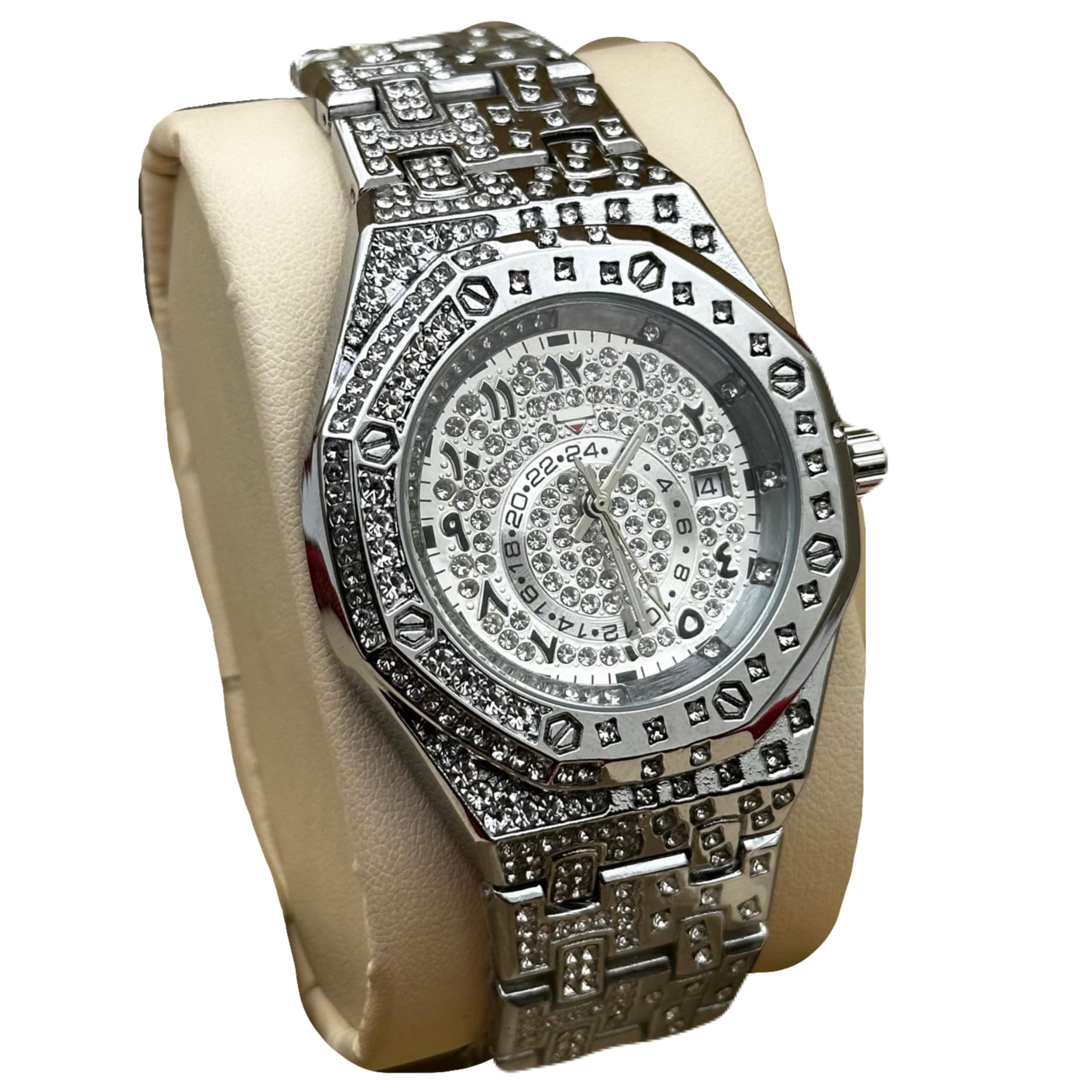 safisha Luxury Unisex Crystal Watch Fashion Bling Iced Out Diamond Watch (Analog Watch) (Silver) (B0CYHH9BR3) Amazon Price History, Amazon Price Tracker