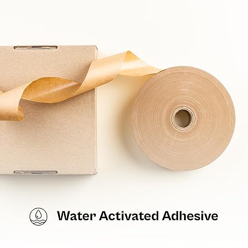 Miniatura 2 de PackagingSuppliesByMail PSBM Water Activated Tape 2.83 Inch x 150 Yards, 10 Pack Fiberglass Reinforced Gummed Kraft Tape Standard Duty