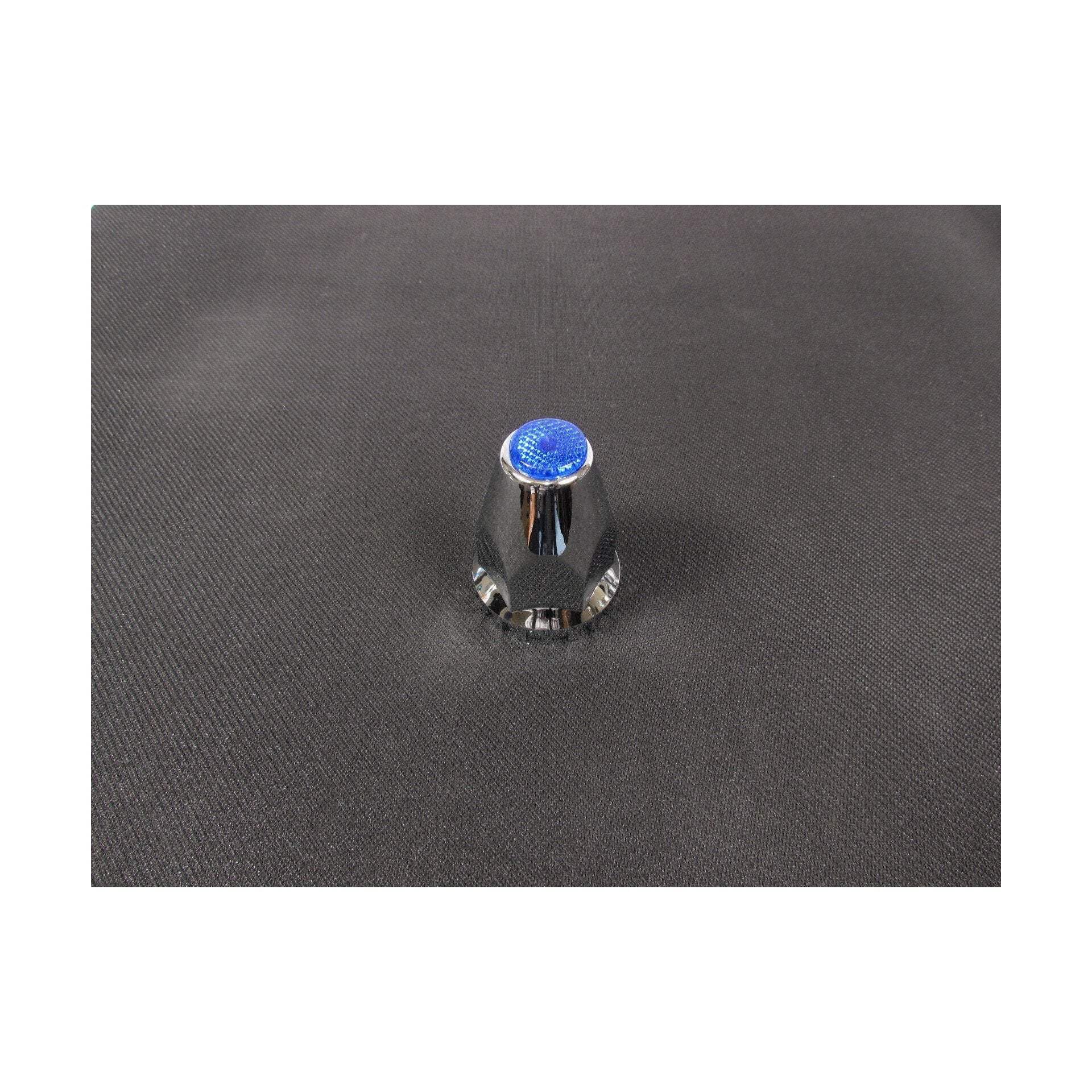 FORTPRO 33mm x 2 1/8 inch Chrome Thread-On Nuts Covers with Blue Top Reflector - 10 Pack | F247618-B