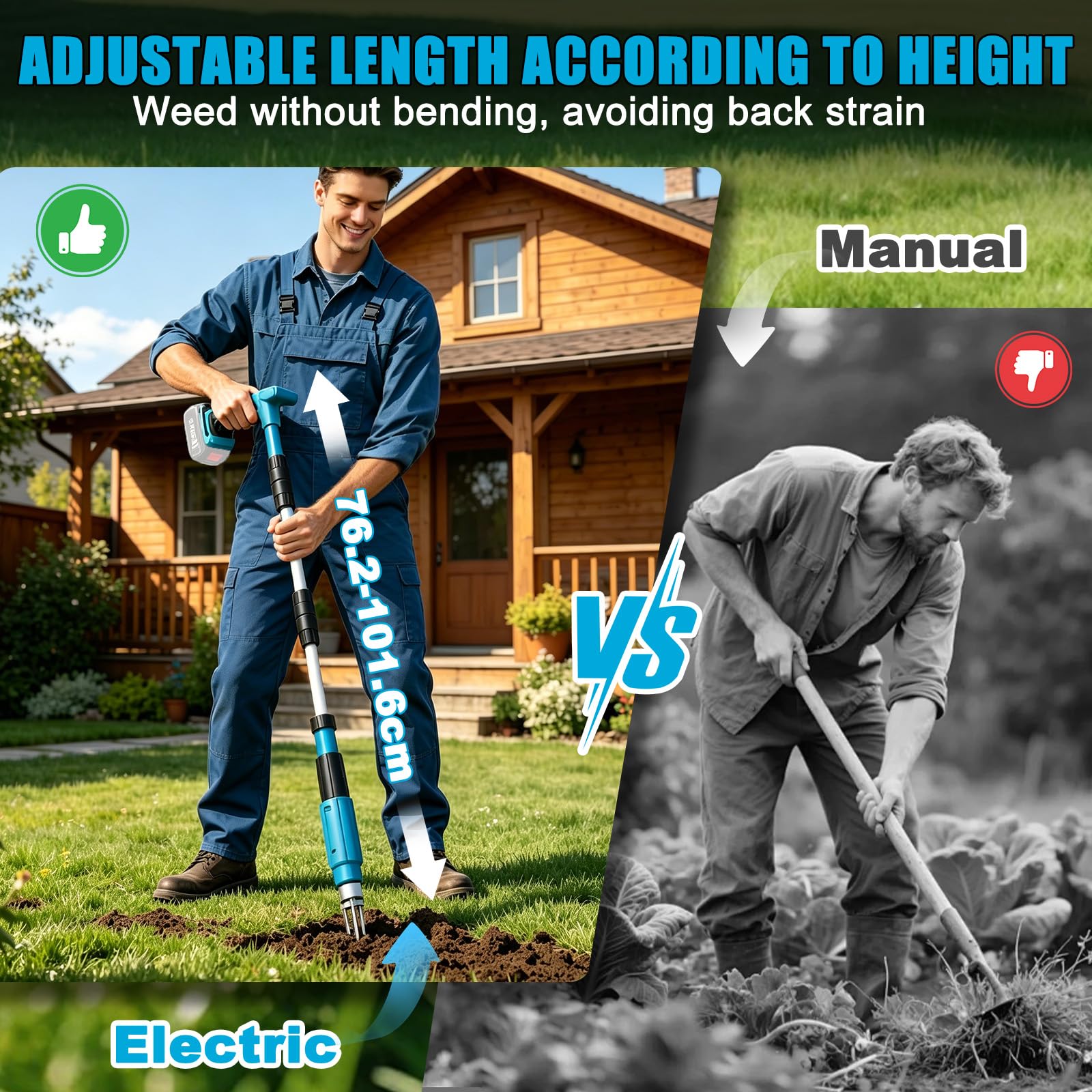 Sarchiatore Elettrico Compatibile con Makita 18V, Estirpatore Erbacce con 3 Artigli, Rimozione Erbacce Rapida per Giardino, Cortile e Orto (Senza Batteria e Caricatore)