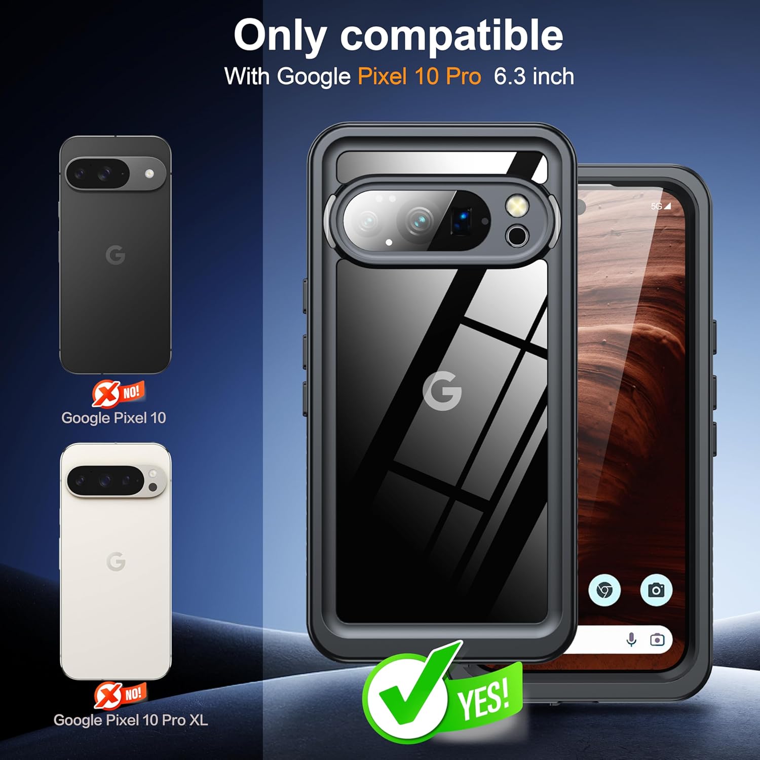 ANTSHARE for Google Pixel 10 Pro Case, IP68 Waterproof Case with [Built-in Screen/Camera Protector], 360 Full Body Sealed Protective Shockproof Front and Back Cover for Pixel 10 Pro (Black)