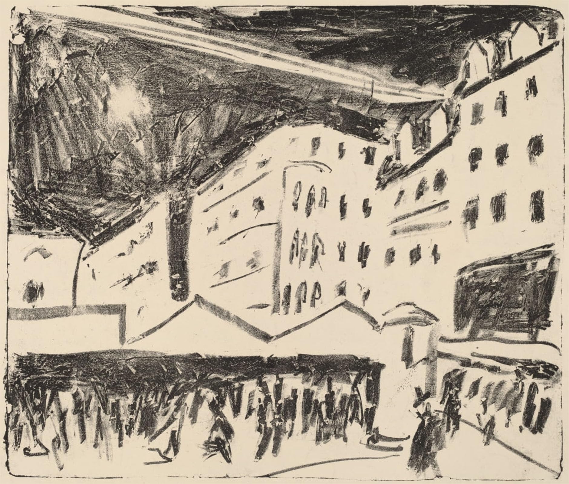 SERENDIPITP Aesthetic Poster Photo Wall Print Retro Picture Old market in dresden with annual Fair by Ernst Ludwig Kirchner Modern Wall Artwork for Home Decor 60x90cm