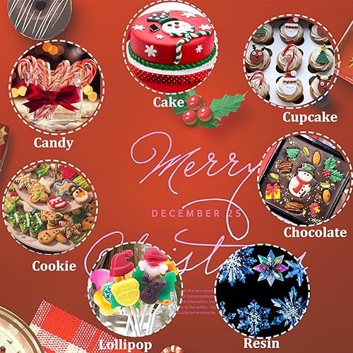 Miniatura 7 de Paquete de 3 moldes de caramelo de chocolate de Navidad, moldes de silicona para vacaciones, árbol de Navidad, árbol de jengibre, copo de nieve,