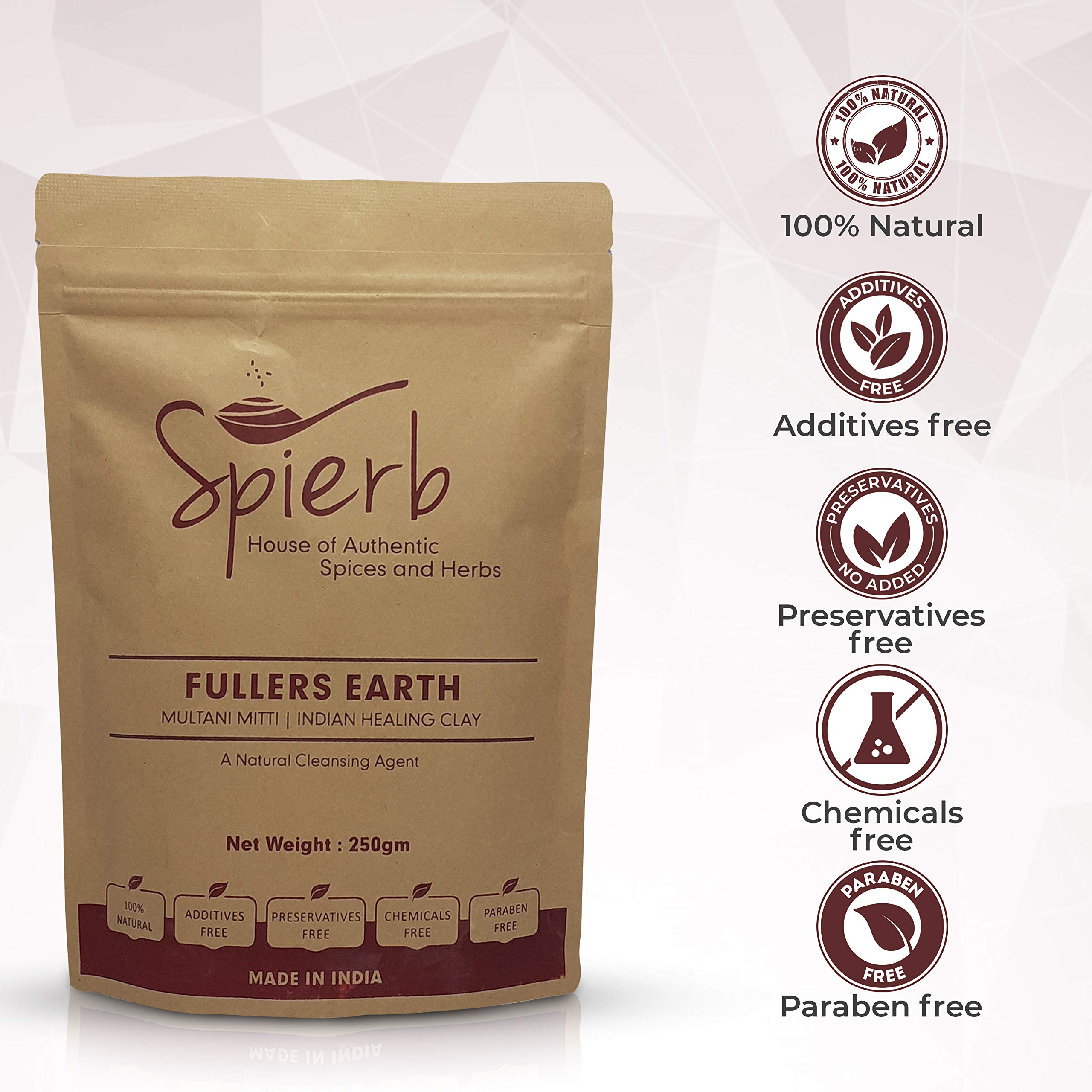Spierb Fullers Earth Powder 250gm Indian Healing Clay Mask Bentonite