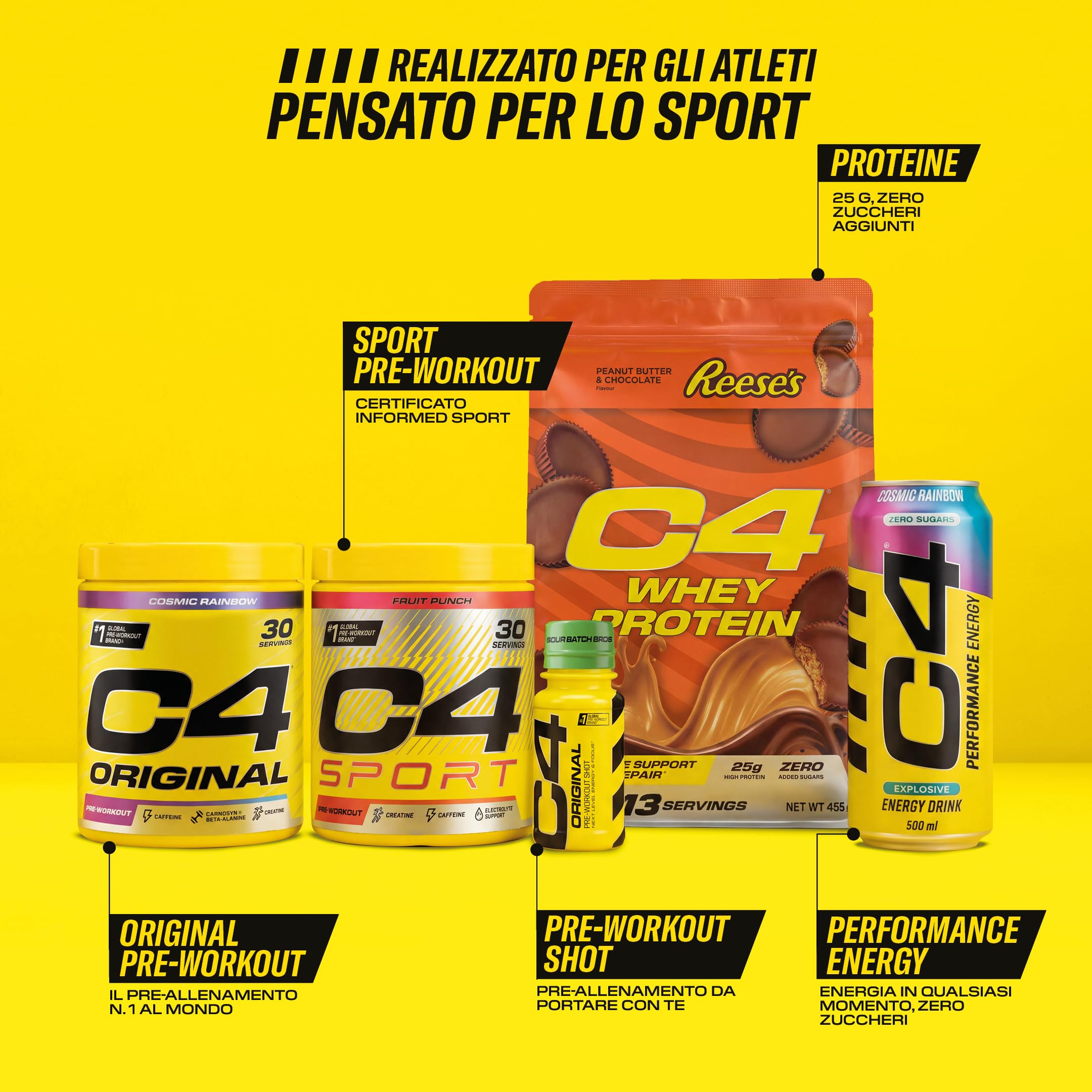 C4 Original Beta Alanine Sports Nutrition Pre Workout Powder per uomini e donne | I migliori integratori per bevande energetiche pre-allenamento | Creatina monoidrato | Margarita alla fragola |30 porz