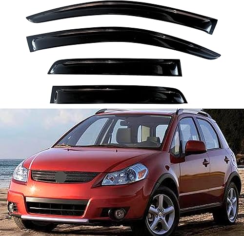 Miniatura 222 de KPY Moldura deflectora de viento con protección contra la lluvia compatible con Mazda 6 Sedan 2004-2013, 4 unidades, para ventana lateral