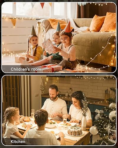 Miniatura 6 de Cadena de 200 luces LED de 98 pies, impermeables con 8 modos con memoria, fuente de alimentación certificada por UL de 30 V para el hogar, jardín