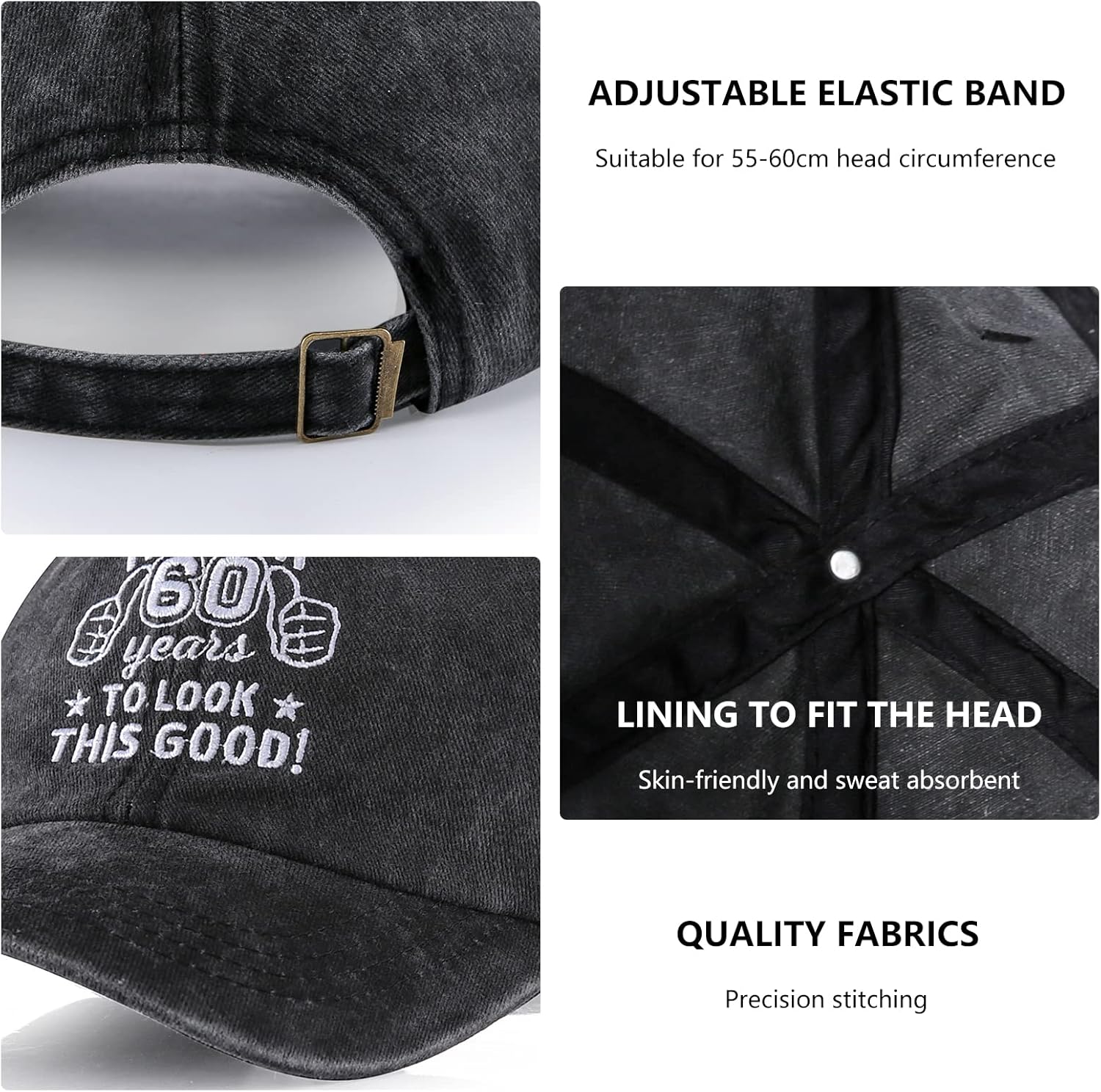 40th 50th 60th 70th Birthday Gifts for Men, Vintage Happy Birthday Gift Ideas Baseball Caps Adjustable, Funny Birthday Hats - Image 6