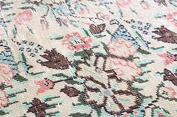 フローラル満載85×190キュートコーラル　スカイブルー　トルコヴィンテージラグ フローラル満載85×190キュートコーラル スカイブルー トルコ