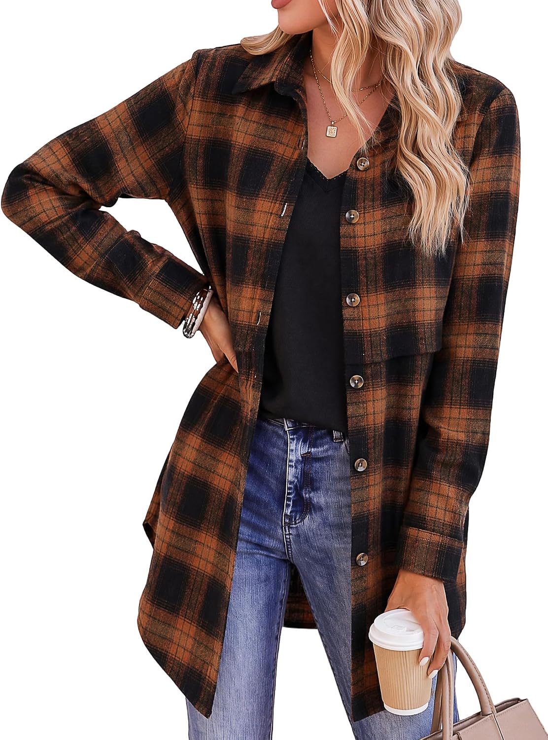 Zeagoo Womens Flannel Shirts Long Sleeve Plaid Button Down Shirts Fall Tops