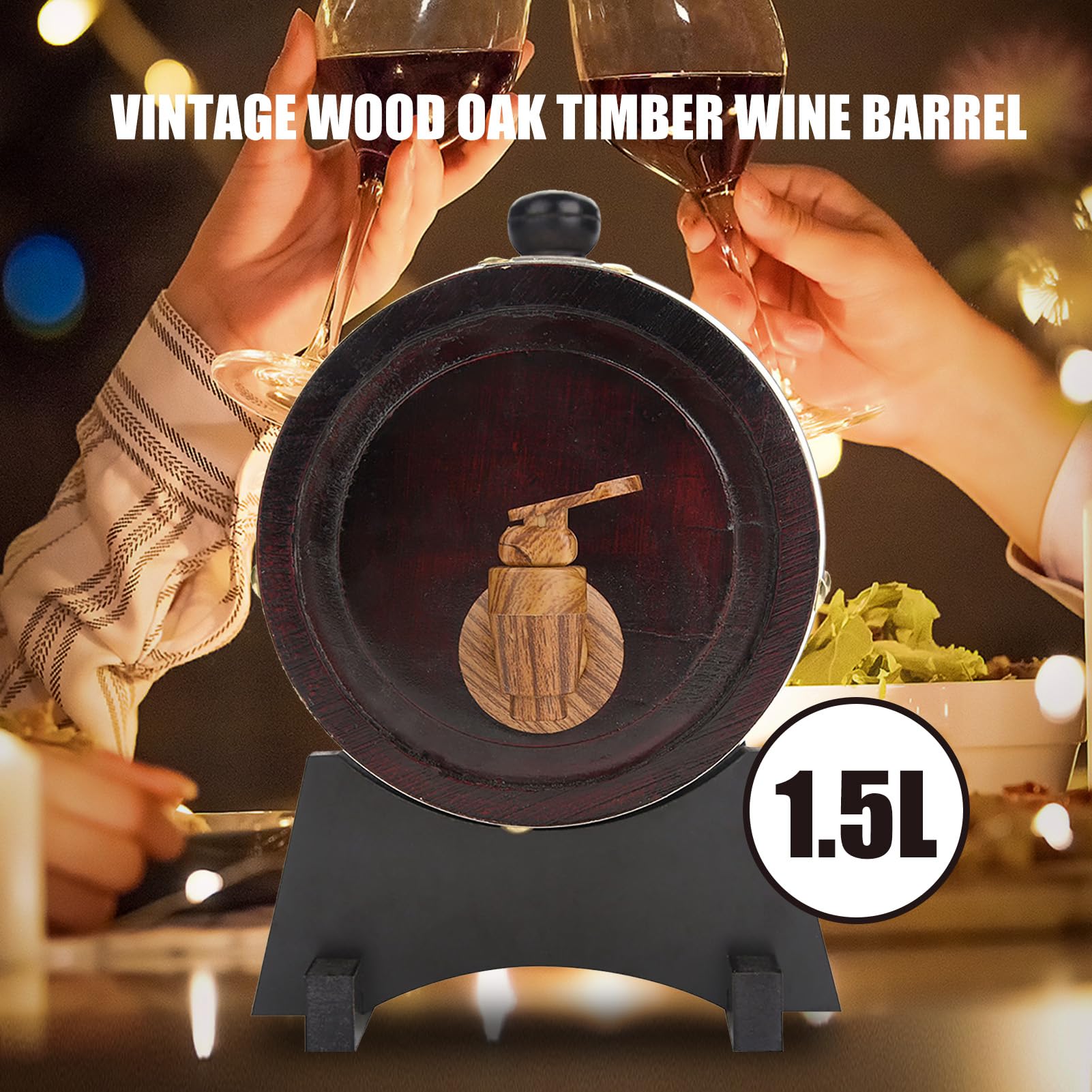 Botti di birra in botti di legno da 1,5 l/3 l/5 l/10 l, con fusto, supporto e tappo in legno, fusto di birra a casa, perfetto per birra, whisky o vino (1,5 l)