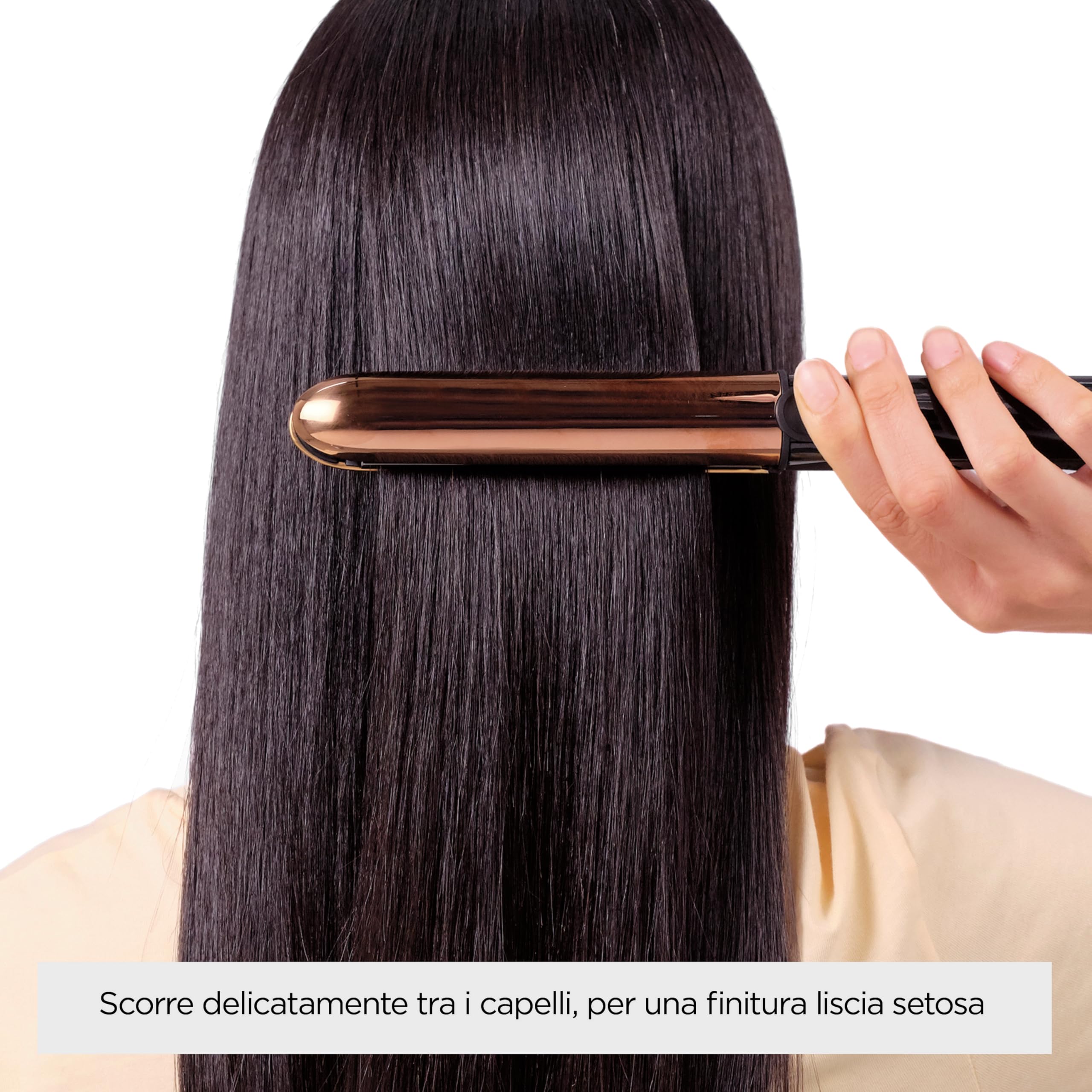 BaByliss Piastra Capelli Straight And Curl Brilliance, Piastre in Titanio, Funzione anti-crespo, riscaldamento in 15sec, Design esterno curvo in acciaio, 5 temperature fino a 235°C, ST482E