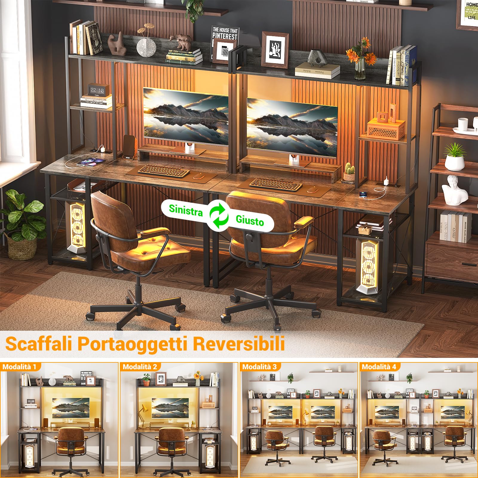 iSunirm Scrivania Gaming con Supporto per Monitor e Ripiano di Stoccaggio,Scrivania Computer con 2 Prese e 2 Porte USB,Scrivanie Moderne per Ufficio e Studio,100x50x75cm,Grigio