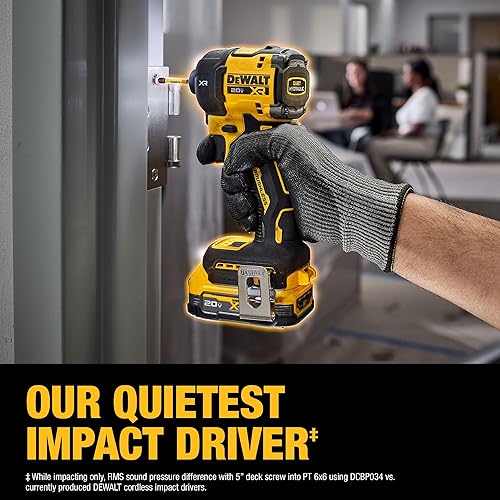 Miniatura 8 de DEWALT Kit de destornillador de impacto inalámbrico hidráulico silencioso de 20 V MAX XR de 14 pulgadas con batería POWERSTACK y cargador (DCF870E1)