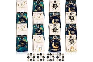 24 Ramadan Favor Bags with Stickers 4 Styles Eid Mubarak Goodie Candy Paper Bags