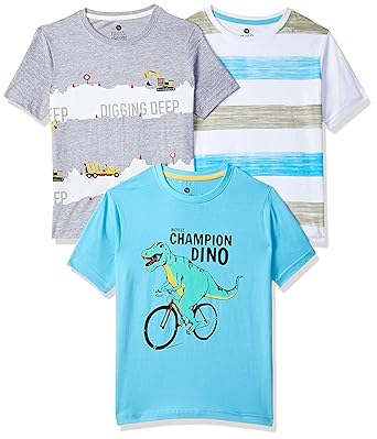 Cloth Theory Boys Regular Fit Printed T-shirt (Pack of 3)