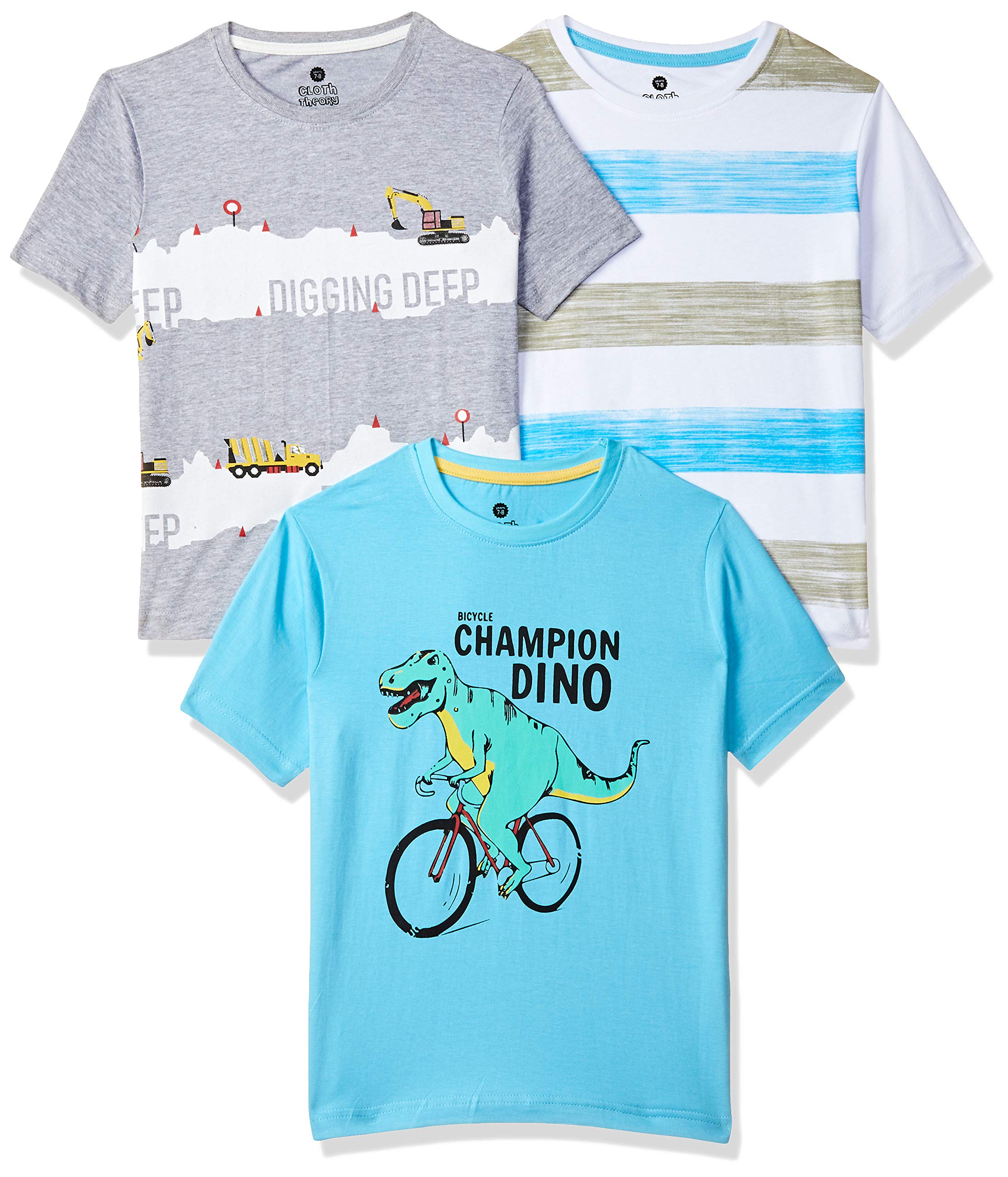 Cloth TheoryClotth Theory Boys Printed Bio Washed Cotton Half Sleeve T-Shirt Combo for Boys- Pack of 3