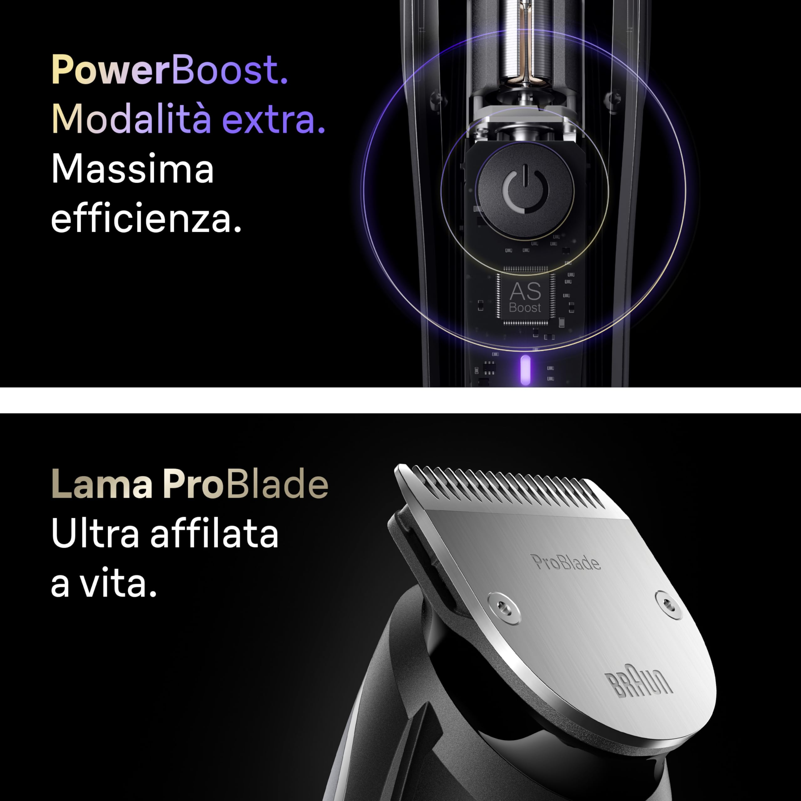Braun Trimmer Barba Series 9, + 7 Strumenti Barbiere, Modalità PowerBoost, Lama ProBlade, 180 Min Autonomia, Gradiato, 50 Lunghezze, Rotella Di Precisione E Blocco, Impermeabile, BT9520, Cromo