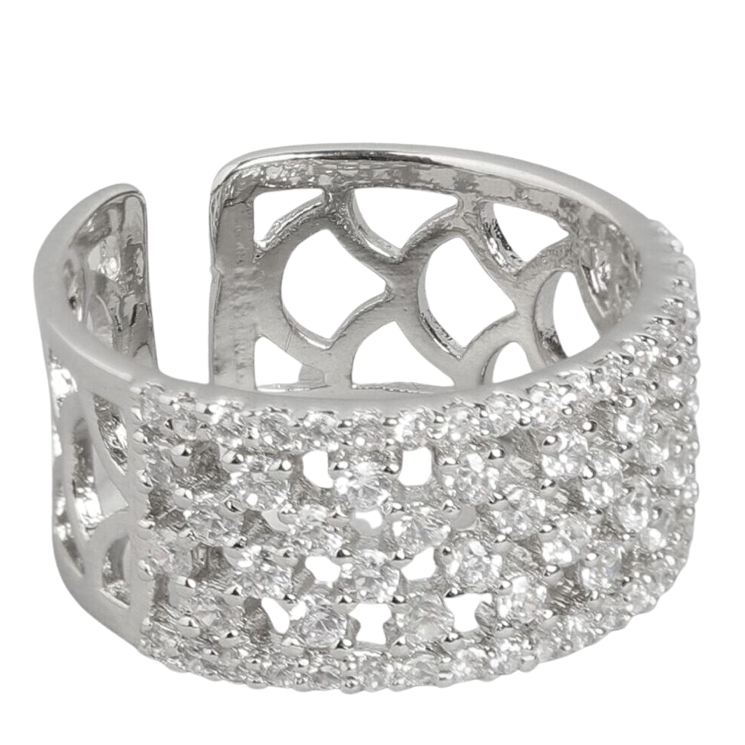 ZAVYA 925 Sterling Silver Charming Cubic Zirconia CZ Circular Studded Rhodium Plated Adjustable Ring | Gift for Women & Girls | With Certificate of Authenticity & 925 Hallmark (B0C7KR7FLK) Amazon Price History, Amazon Price Tracker