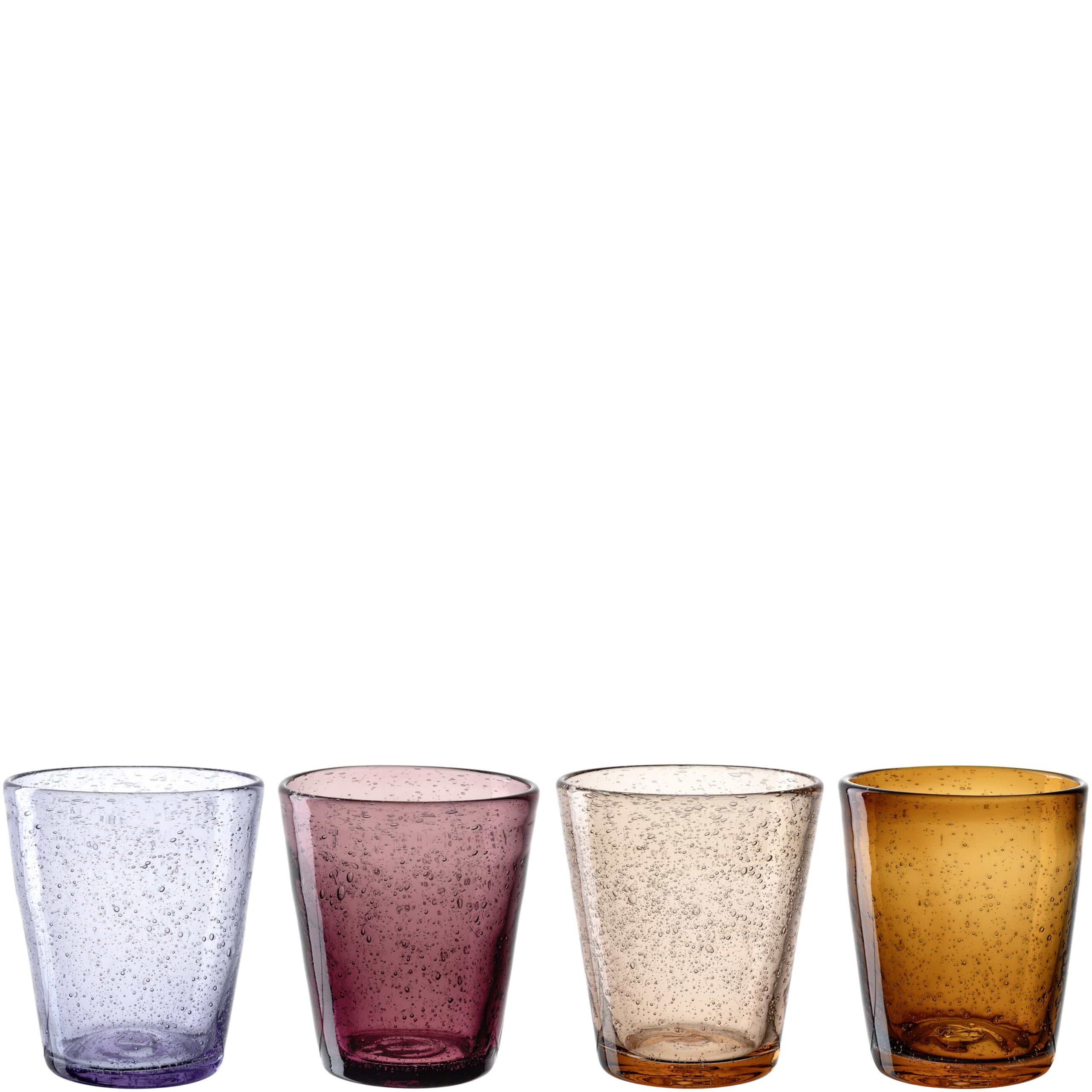 LEONARDO HOME Burano 055289 Lot de 4 verres colorés avec inclusions de bulles Verre à eau 4 couleurs Passe au lave-vaisselle Fabriqué à la main 330 ml