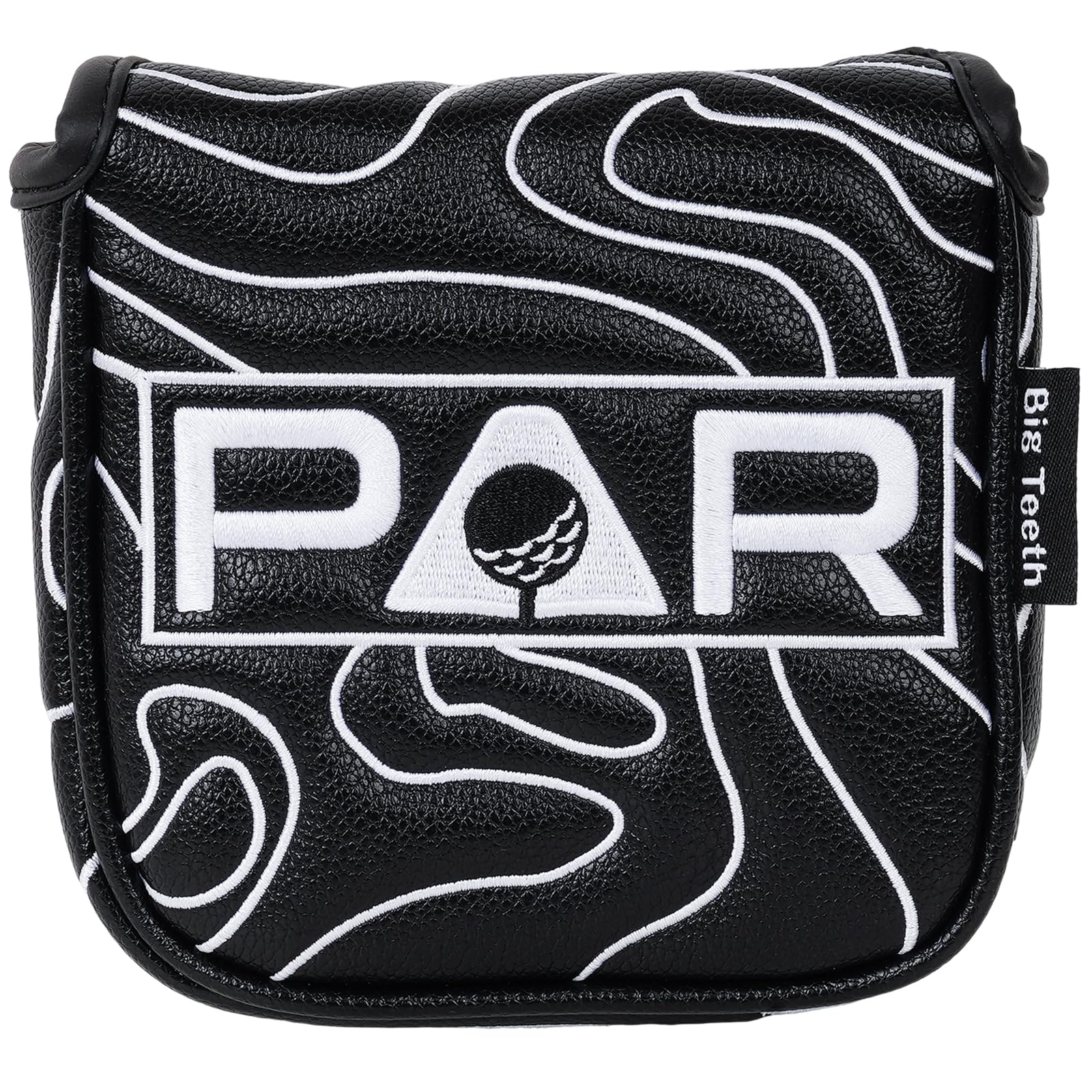 Golf Mallet Square Putter Cover Heel-Shaft Headcovers Fits for S p i d e r X EX TOUR Magnetic Black PU Leather White PAR Pattern Embroidery — image 1