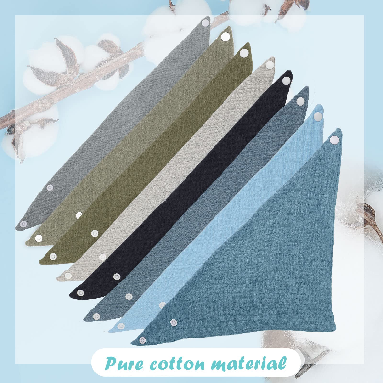 WD&CD 8 Piezas Baberos Bebe Bandanas Unisex con 2 Ajustables Botón a Presión, Suave & Absorbente Baberos para Bebe Recien Nacido, Bandanas Bebe