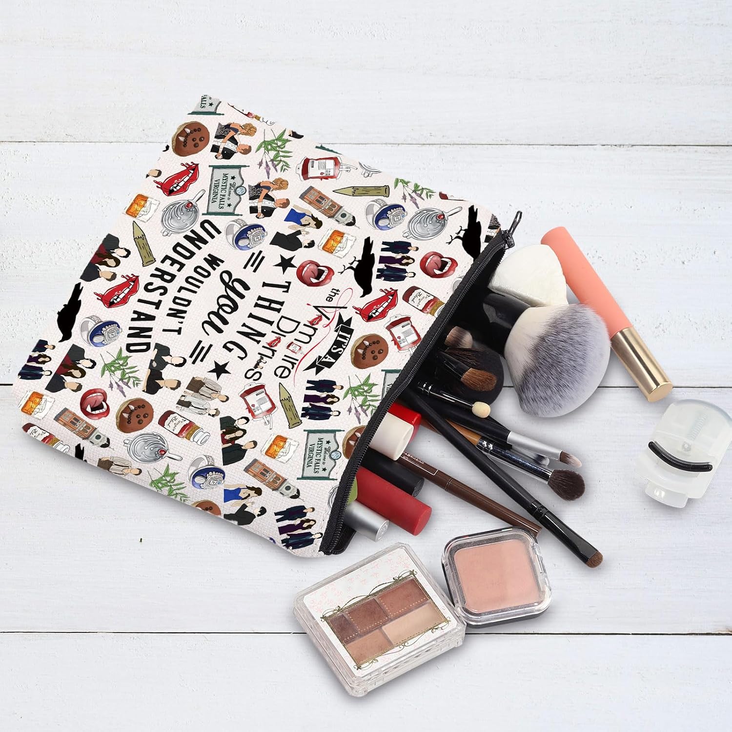 G2TUP Vampire Makeup Bag Stefan & Elena Fans Gift It's A Vampire Thing Cosmetic Bag Salvatore Brothers Merch (Vampire New MG)