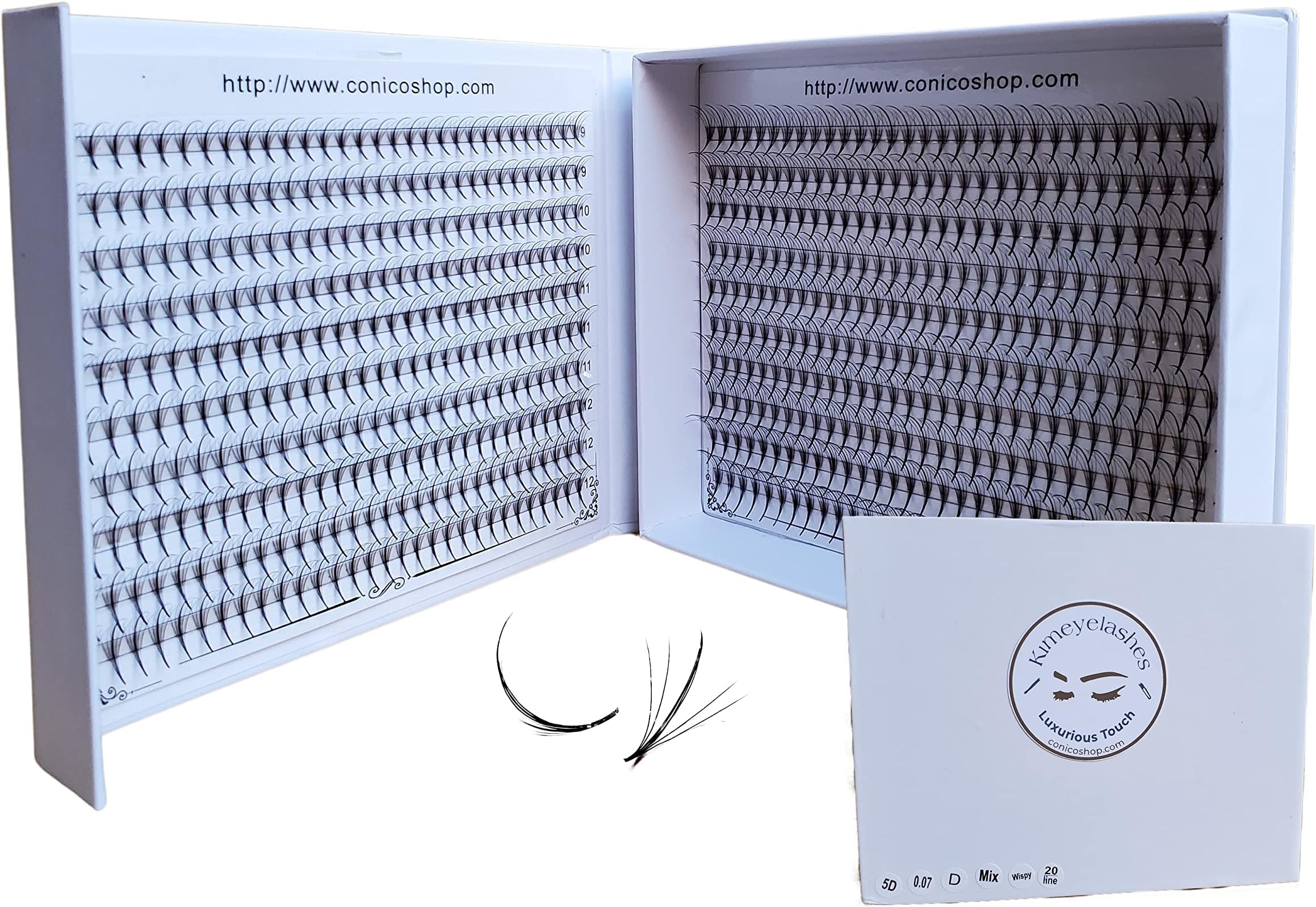 600 Wispy Premade fans 5D 0.07 Mixed Lengths 9-16mm 1000 fans Volume loose Lashes C D Curl Handmade Fan eyelash extensions Kimeyelashes promade fan (Wispy - 5D - Curl D)