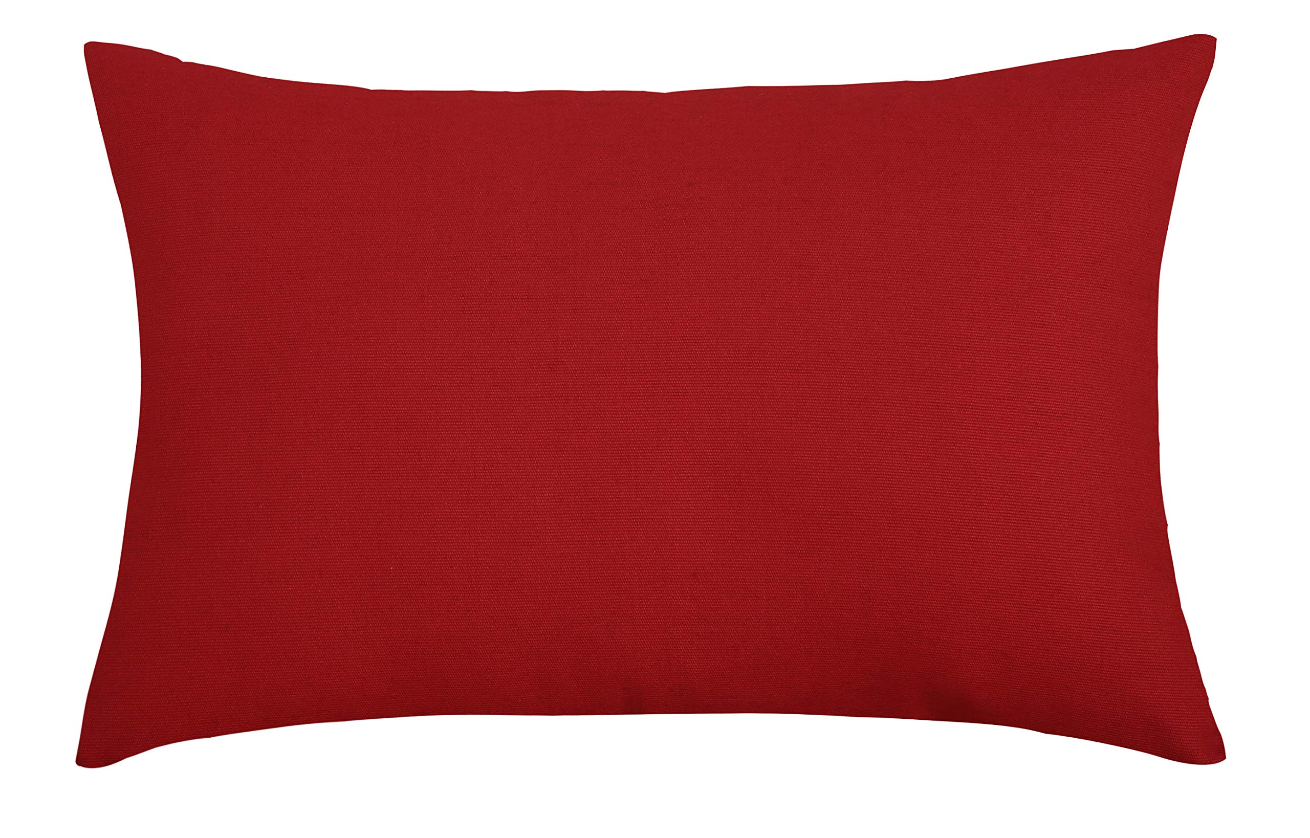 TangDepot Handmade Decorative Solid 100% Cotton Canvas Throw Pillow Covers/Pillow Shams, (12"x20", Deep Red)