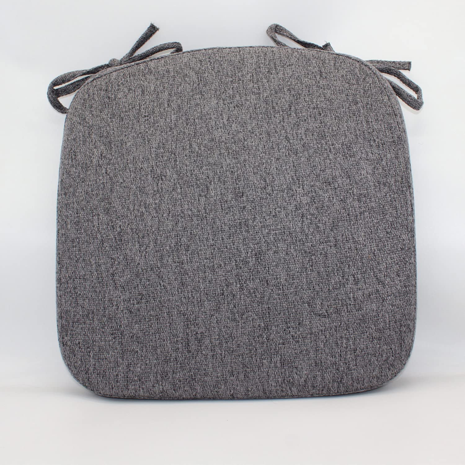 Chair Pads for Dining Room - Thick and Comfortable Memory Foam Non Slip Kitchen Seat Cushions with Machine Washable Cover and Ties [15 X 15 X 2 Inches] - Dark Gray