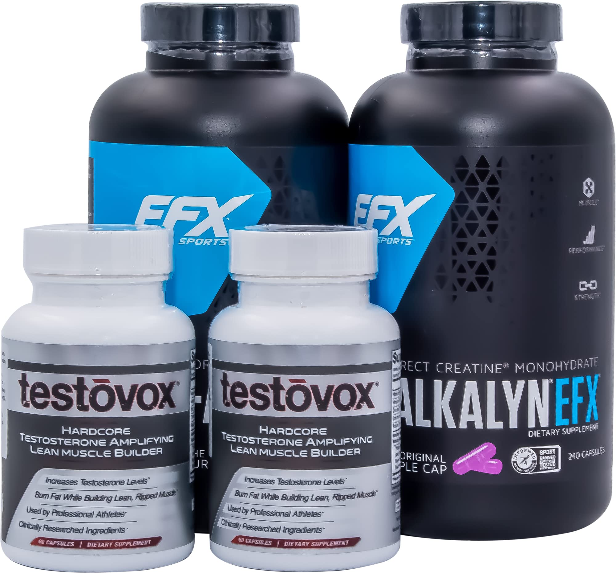 EFX Kre Alkalyn Creatine (240 Caps) Bundled with Testovox (60 Caps): The Ultimate Muscle Builder Stack with Creatine Monoh...