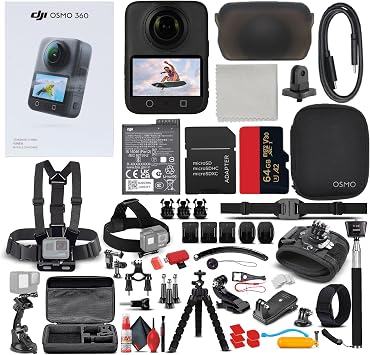DJI Osmo 360 Action Camera Standard Combo | Waterproof Dual Lens 8K Recording | Travel Vlogging Gear for Cycling, Hiking, Surfing and Outdoor Sports CP.OS.00000442.02 + 50-in-1 Accessory Kit + More