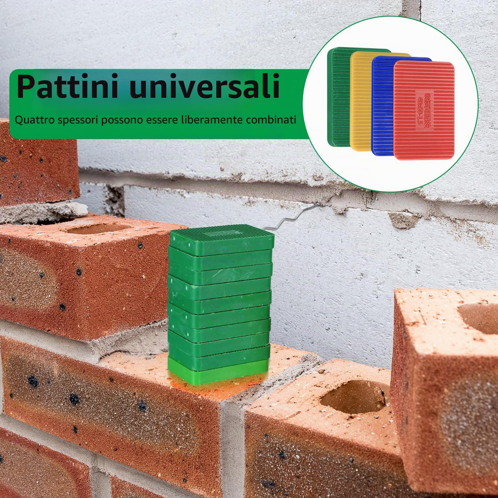 40 Pz Spessori in Plastica, Piatti in Plastica, Squadrette Angolari, Distanziali Distanziatori per Piastrelle, Imballatori per Allineare Finestre in Vetro, 40x60 mm, 1,5mm 3mm 5mm 10mm