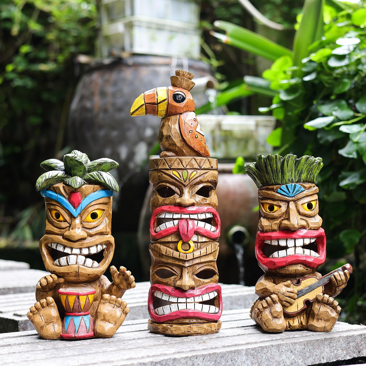 Amazon.com : Yiosax Solar Tiki Statue 3Pcs Combination-Outdoor