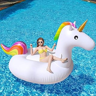 Kakashi Giant Inflatable Unicorn Ride On Pool Float for Adults, Blow Up Pool Floatie, Swimming Floating Raft, Lounge, Summer Party Decorations Toys for Kids