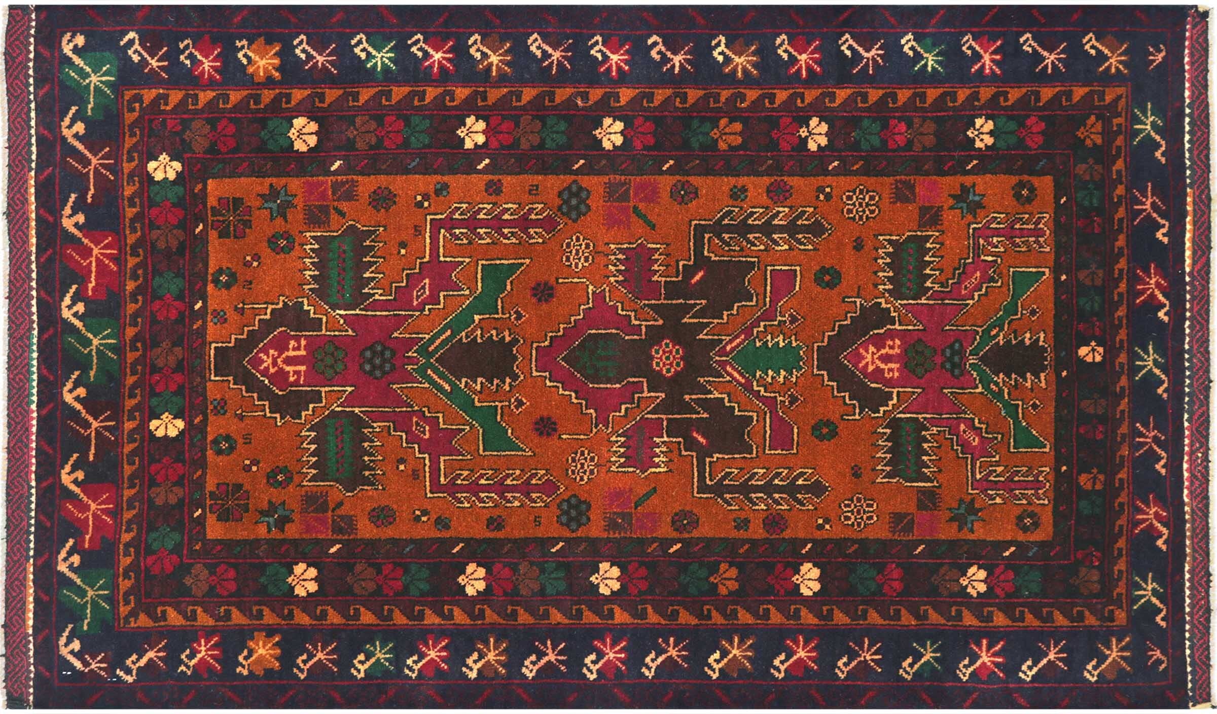 Tapis géométrique afghan antidérapant 100 x 150 cm pour salon chaleureux
