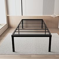 Vista 1 de Base de cama individual XL de 14 pulgadas, estructura de acero resistente, colchón de plataforma resistente, no necesita somier, marcos de cama