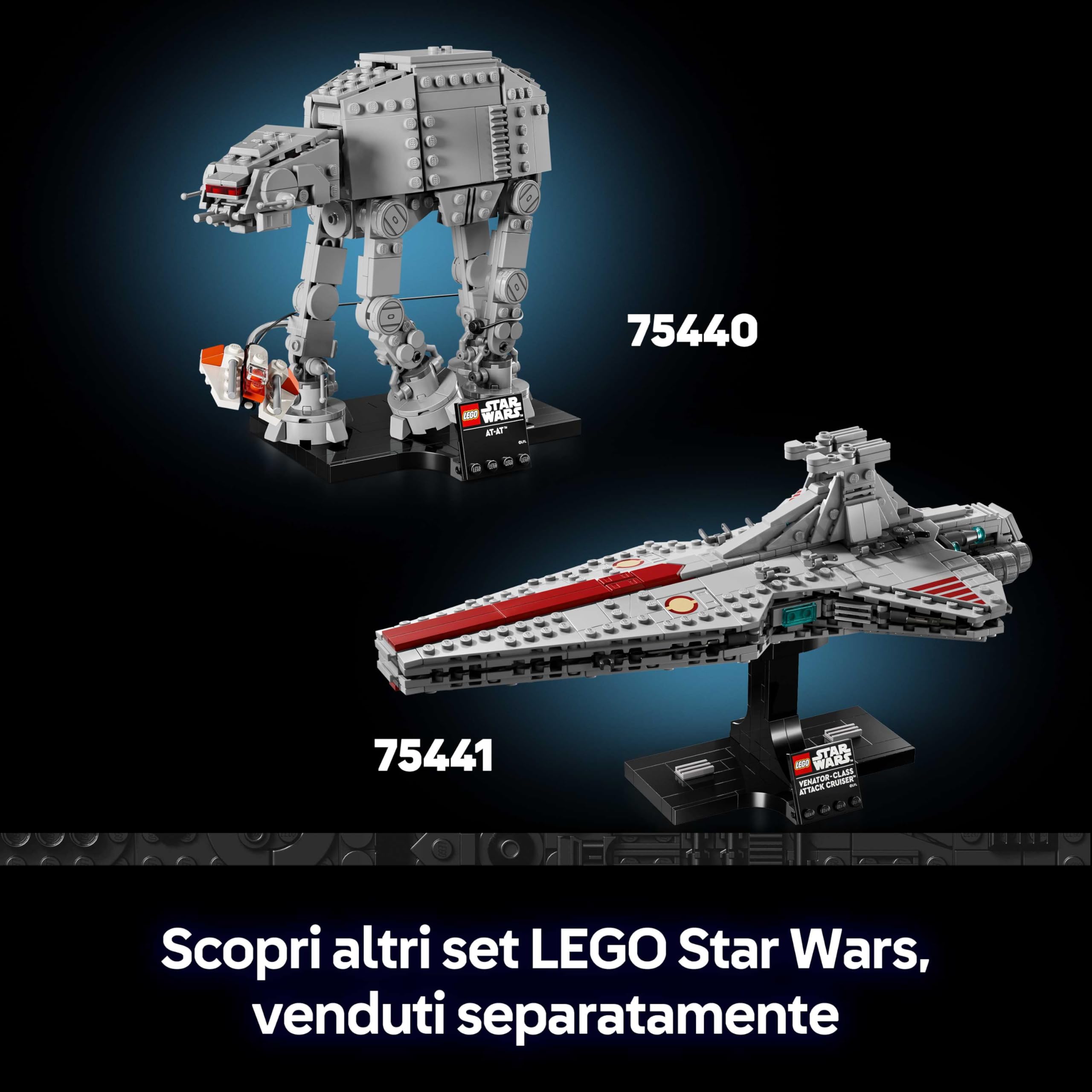 LEGO Star Wars 75440 AT-AT Kit di Modellismo per Adulti - Modellino da Esposizione con Snowspeeder, Supporto e Targhetta - Decorazione Casa - Regalo da Collezione per i Fan de L'Impero Colpisce Ancora